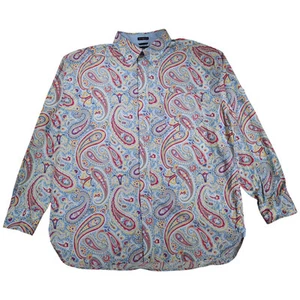 Vintage Tommy Hilfiger Mens Casual Shirt 90s Size 2XL Paisley Long Sleeve - Picture 1 of 8
