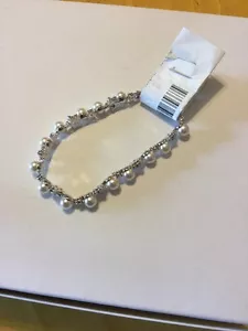 $135 Danori Silver-Tone Imitation Pearl/Crystal Bracelet #40 - Picture 1 of 6