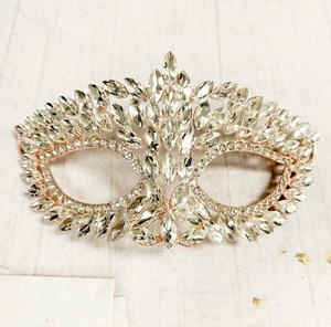 Gold masquerade mask, Clear Crystal Mask, Masquerade ball mask, Party Mask - Picture 1 of 7
