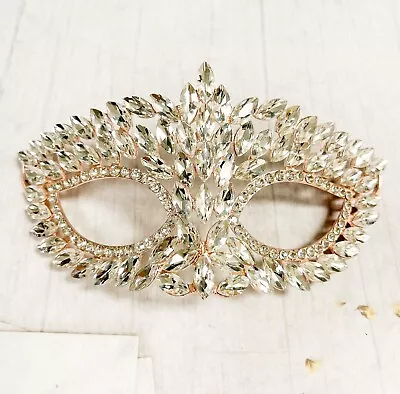 Gold masquerade mask, Clear Crystal Mask, Masquerade ball mask, Party Mask - Image 1 of 4