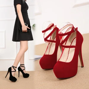Tacones mujer tacón de aguja 14cm plataforma 4zapatos elegantes gran número 2,5 a 10,5 - Imagen 1 de 10