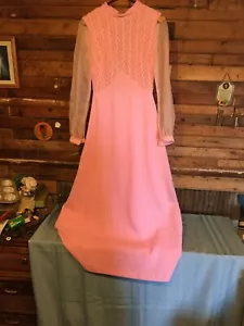 Vestido Formal Vintage Montgomery Ward Rosa Manga Larga Cremallera - Imagen 1 de 10
