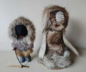 Vintage Inuit Eskimo Doll And Fur Figure Souvenir Memorabilia - Picture 1 of 24