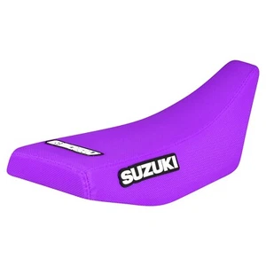 2003 SUZUKI RM60 gripper seat cover by Enjoy MFG all PURPLE standard #115 LOGO - Picture 1 of 4
