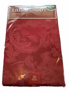Bed Bath & Beyond Winter Holly Red 90 In 90” Round Tablecloth Seats 6-8 New NIP - Picture 1 of 8