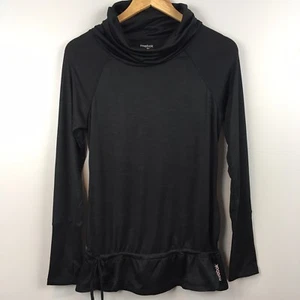 Reebok Damen Trainingssweatshirt schwarz Wasserfallausschnitt fallende Taille Größe Small Polyester - Bild 1 von 12