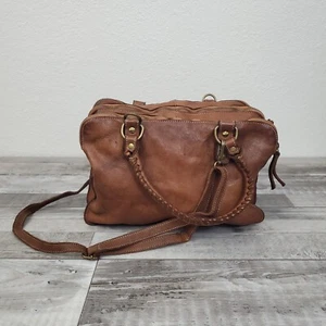 Costanza Rota Satchel Crossbody Vintage Brown Italian Leather Handbag Carryall - Picture 1 of 10