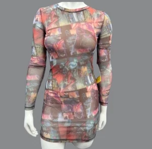 ✨Forever 21 DC Comics Batman Catwoman Stretch Sheer Knit Bodycon Dress size L - Picture 1 of 12