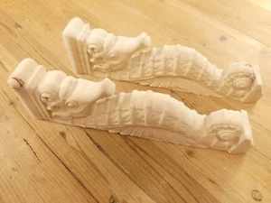 2 grandes ménsulas de madera de caballito de mar decoración náutica porche manto estante soporte mar 15" - Imagen 1 de 10