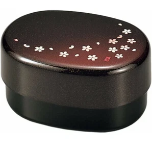 HAKOYA Japanese Style Lunch Bento Box 50093 Akane Madder Red Sakura Oval - Picture 1 of 6