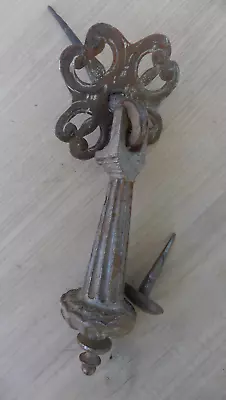 Heurtoir Marteau de porte Pendeloque Clou Fonte ancien Porte d'entrée Ht 21,5 cm - Photo 1/4