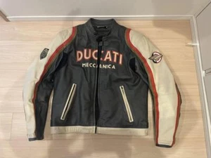 DUCATI BY DAINESE Leather Motorcycle Jacket Size 56 w/ Embroidery Full-Zip - Picture 1 of 4