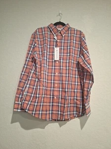 Saddlebred L Button Front Long Sleeve Shirt NWT Men Red/Blue Plaid New Size L - Picture 1 of 3