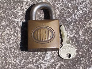 Vintage Corbin Lock Co Padlock with Key Old Lock Gate Chest Chain Door - Picture 1 of 4