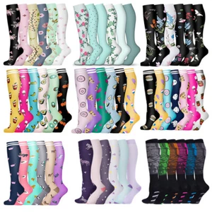 6 PAIRS Compression Socks Women Men Adult Medical Travel Stocking Sport Running - Picture 1 of 32