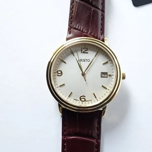 Aristo 1H200-G, klassische Armbanduhr, PVD goldbeschichtet, Saphirglas, Quarz - Bild 1 von 8