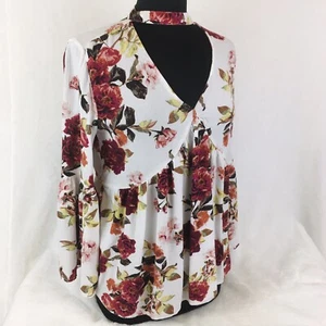 Blusa floral A.N.A cuello de garganta mangas largas de campana para mujer talla mediana M - Imagen 1 de 10
