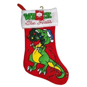 Holiday Time 20 Zoll Wrack The Halls bestickter Dinosaurier Weihnachtsstrumpf - Bild 1 von 4