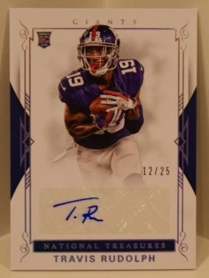 Travis Rudolph RC 2017 National Treasures Rookie Auto #12/25 Giants - Image 1 of 2
