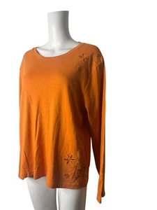 Emreco Orange Jumper Pullover Size 18 Womens Sweater Floral Top NEW EU46 RRP £34 - Picture 1 of 10
