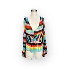 Caroline Constas Onira Colorful Striped Silk Long Sleeve Top Nwt Large $395