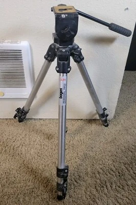 Manfrotto Bogen 3011 Professional Tripod w/ 3126 Fluid Tilt Head Made In Italy - Image 1 of 4