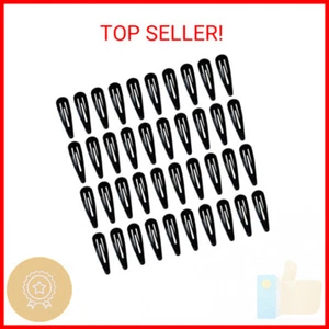 40 Pack Black 2 Inch Barrettes Women Metal Snap Hair Clips Accessories - Picture 1 of 2