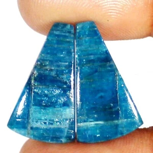 Par de piedras preciosas sueltas cabujón de lujo emparejado APATITA NATURAL 27,10 quilates (13X24X4 mm) - Imagen 1 de 11