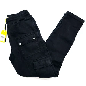 M.Society Men's Size Medium Super Stretch Skinny Fit Black Cargo Pocket Jeans - Picture 1 of 13
