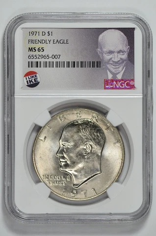 1971 D Friendly Eagle $1 Eisenhower Dollar NGC MS 65 Cover