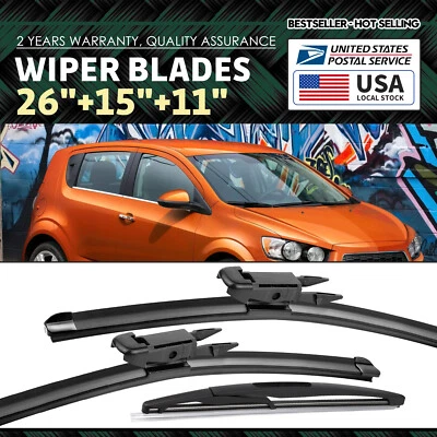 26"&15"&11" For Chevrolet Aveo Sonic 2012-2017 Back Window Windshield Wiper - Image 1 of 4