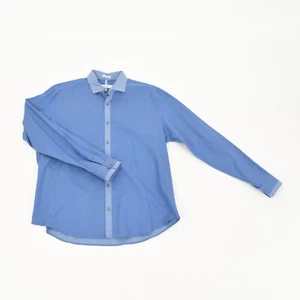 Calvin Klein Dress Shirt L Blue Lightweight Cotton Poplin Long Sleeve Button-Up - Picture 1 of 5
