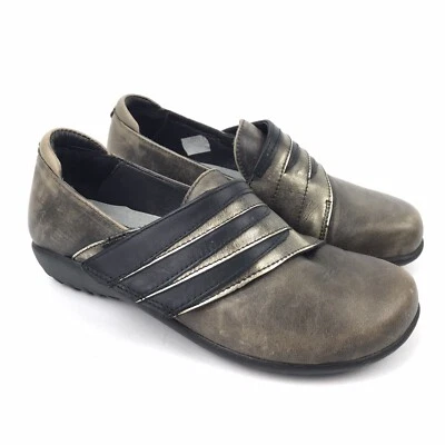 Zapatos cómodos para caminar Naot para mujer 37 L 6-6,5 bronce negro cuero metálico usados en excelente estado Foto 1 de 4