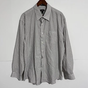 Van Heusen Mens Shirt Size XL 17-17.5 White Striped No Iron Long Sleeve - Picture 1 of 6