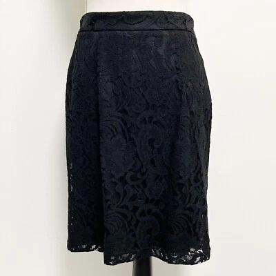 Chicos 黑色蕾丝覆盖蕾丝及膝铅笔裙全新带标签 0 小号 — 第 1/4 张图片