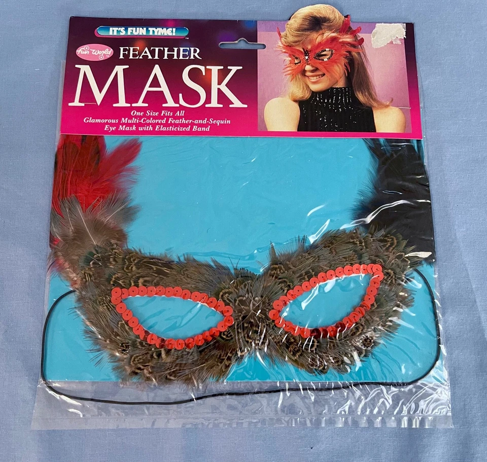 Fun World Feather/Sequin Masquerade Style Eye Mask With Elasticized Band One Sz - Image 1 of 3