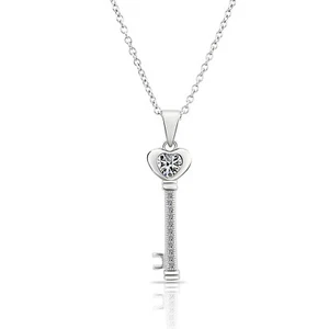 "Collar Colgante de Plata Esterlina Sólida Key to My Heart CZ 16"" 18" - Imagen 1 de 10