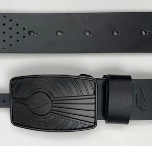 NIKE Air Jordan Golf Belt Black Faux Leather Jumpman Tread Buckle Mens 34-36 NWT - Picture 1 of 14