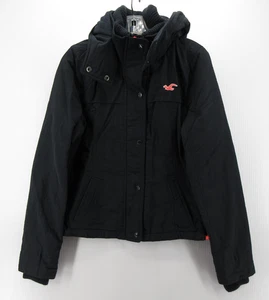 Hollister Jacket Women Medium Black All Weather Hoodie Insulated Outddoor Coat * - Picture 1 of 16