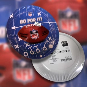6x Pappteller rund 23cm beschichtet NFL Party Einweg Football blau GO for IT - Bild 1 von 3