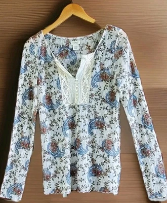 Ralph Lauren Denim & Supply womens boho shirt multicolored floral lace paisley - Image 1 of 4