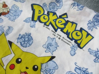 1998 Nintendo ~ Pokemon плоский лист ~ 66 x 93 1/2 ~ хлопковая смесь ~ VGC ~ детское видео - Изображение 1 из 4