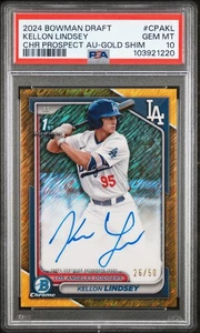 2024 Bowman Chrome Kellon Lindsey #CPA-KL Gold Shimmer Refractor Auto /50 PSA 10 - Picture 1 of 2