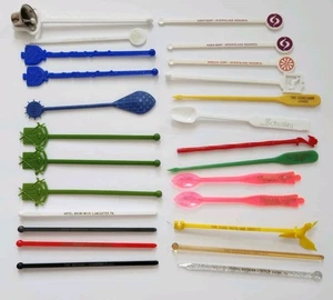 Swizzle Sticks Vtg Lot 25 PA Clock Bar Harrisburg Lancaster Hershey Hawaii ONA - Picture 1 of 14
