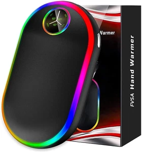Calentadores de Manos, 10000Mah Calentadores de Manos Recargables, 7 Colores Cambiantes Luces Elect - Imagen 1 de 14