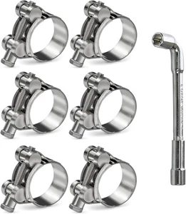 6 Pack 17-19mm T-Bolt Hose 17-19mm(0.67-0.75&quot;) t bolt hose clamp, Silver  - Imagen 1 de 7