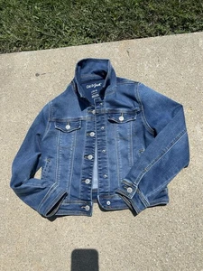 Cat And Jack Blue Denim Jean Jacket Button Up Girls Size L (10/12) - Picture 1 of 4