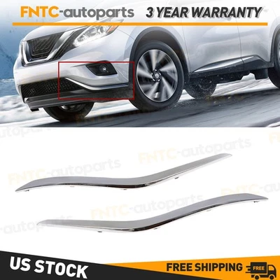 For Nissan Murano 2015-2018 Front Bumper Chrome Molding Trim Left Right Pair - Image 1 of 4