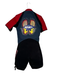 BARE Shorty Wetsuit Black Red Sz Small Front Zip Short Sleeve - Picture 1 of 17