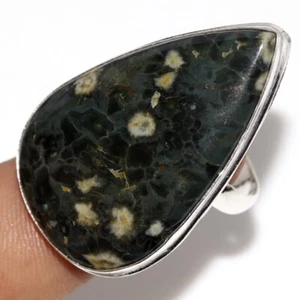 925 Silver Plated Ocean Jasper Ethnic Ring Handmade Jewelry Size US 9.5 GW - Picture 1 of 3